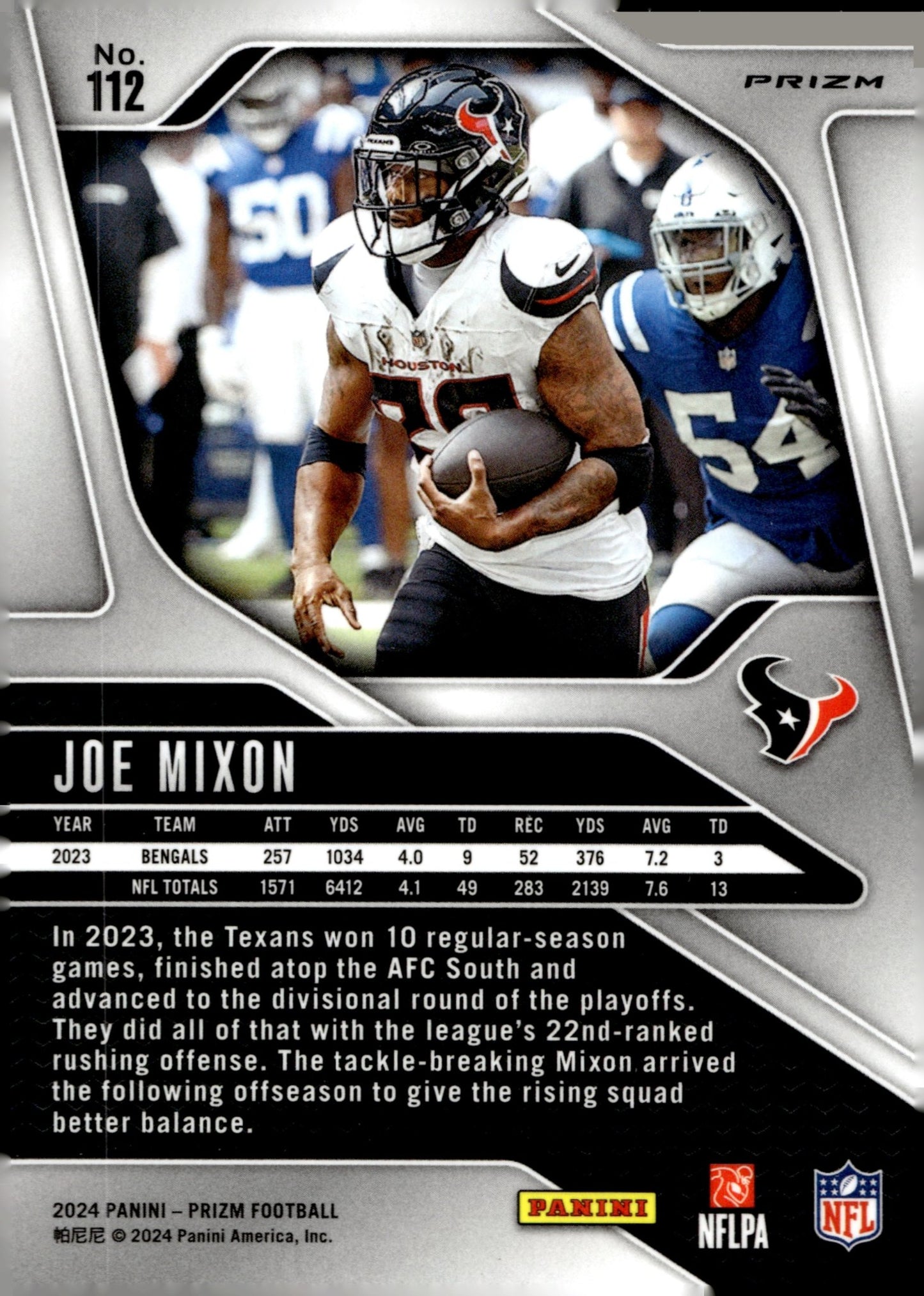 Joe Mixon 2024 Panini Prizm Red White & Blue Prizm #112 - Collector Store LLC