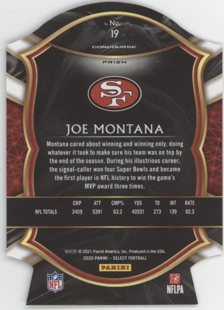 Joe Montana 2020 Panini Select Die - Cut Maroon Wave Prizm #19 - Collector Store LLC