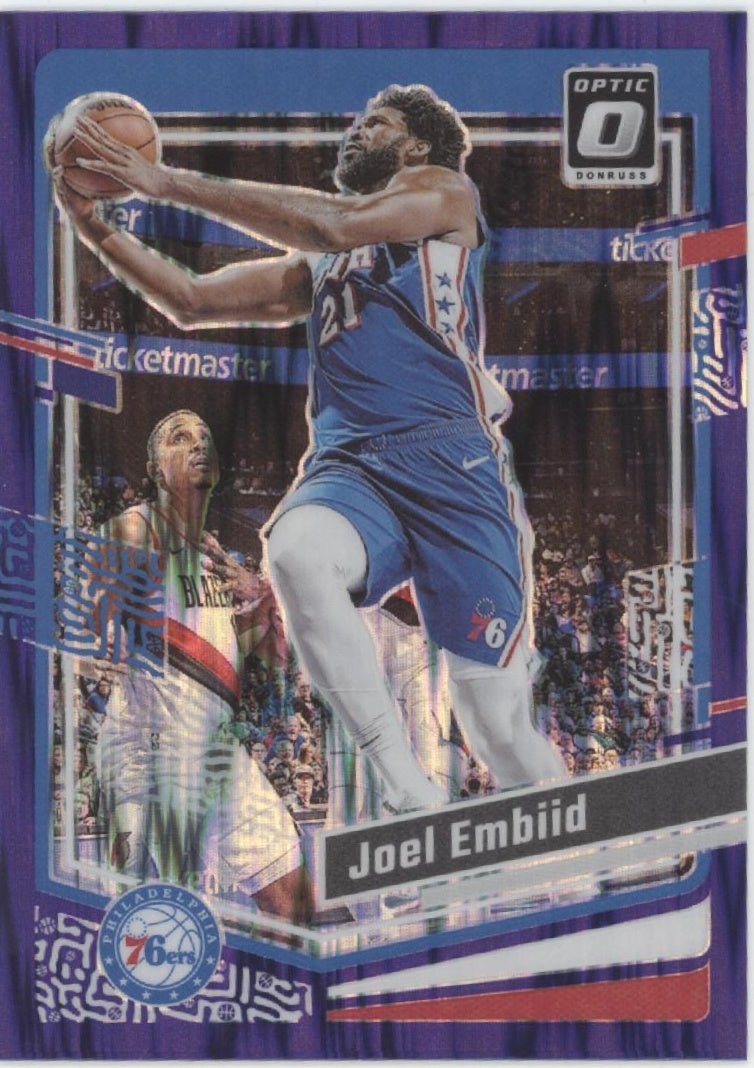 Joel Embiid 2023 - 24 Panini Donruss Optic Purple Shimmer Prizm #124 - Collector Store LLC