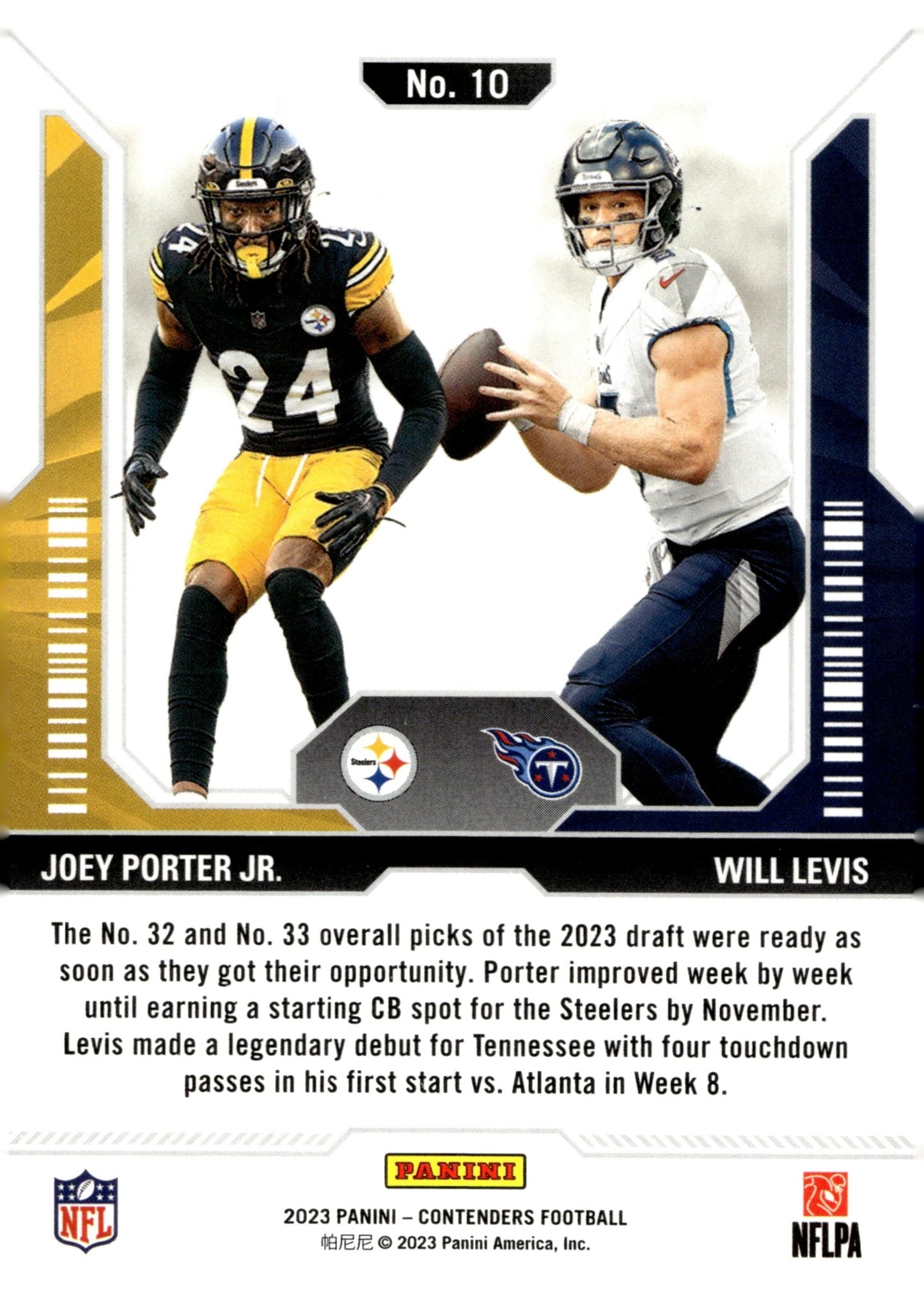 Joey Porter Jr. / Will Levis 2023 Panini Contenders Round Numbers #10 - Collector Store LLC