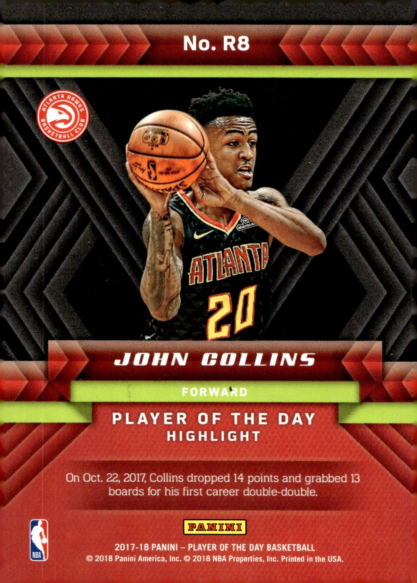 John Collins 2017 - 18 Panini Player of the Day RC #R8 - Collector Store LLC
