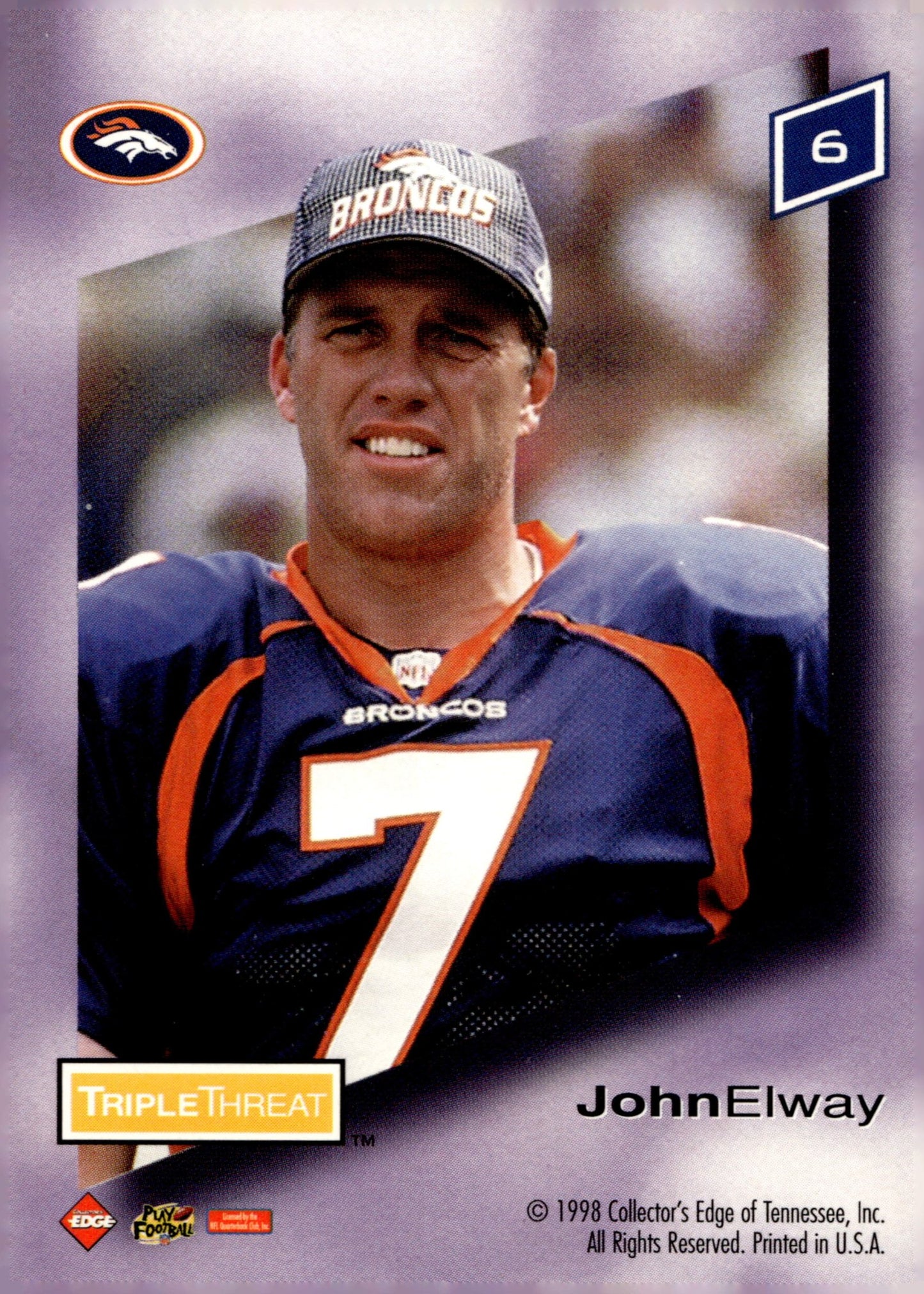 John Elway 1998 Collector's Edge Triple Threat #6 - Collector Store LLC