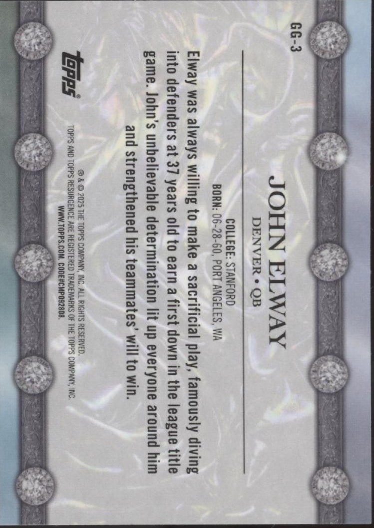 John Elway 2025 Topps Resurgence Glimmer & Gleam GG - 3 - Collector Store LLC