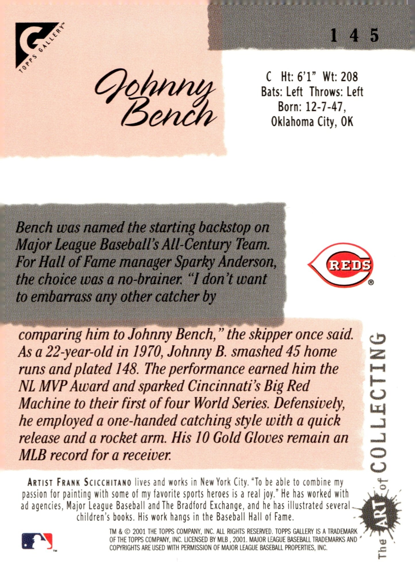 Johnny Bench 2001 Topps Gallery 145 - Collector Store LLC
