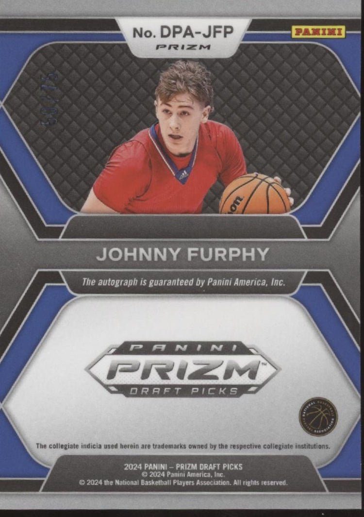 Johnny Furphy 2024 Panini Prizm Draft Picks Blue Ice Prizm RC Auto 50/75 - Collector Store LLC