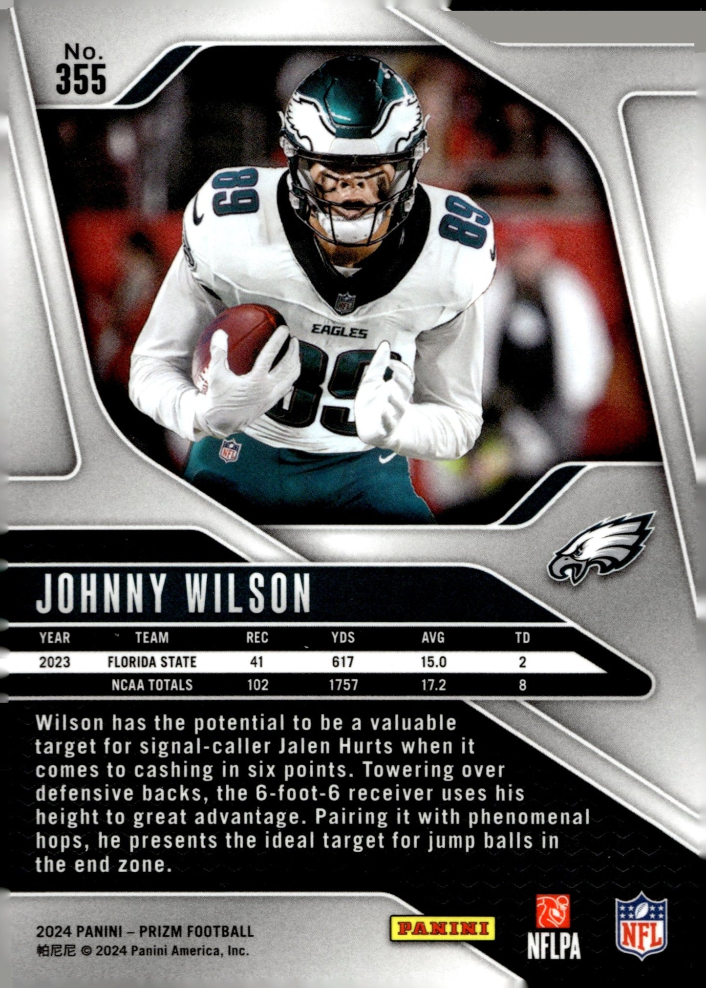 Johnny Wilson 2024 Panini Prizm RC #355 - Collector Store LLC