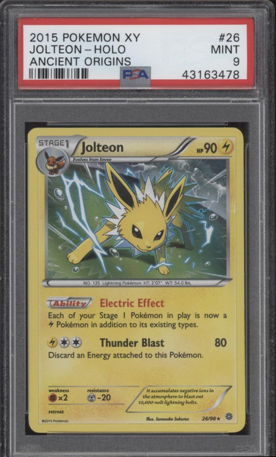 Jolteon Pokemon Ancient Origins Holo 26 PSA 9 - Collector Store LLC