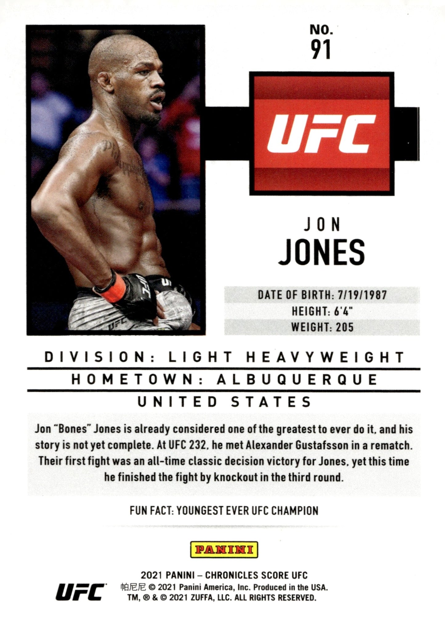 Jon Jones 2021 Panini Chronicles Score #91 - Collector Store LLC