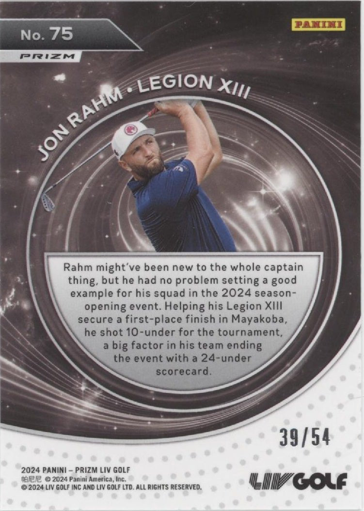 Jon Rahm 2024 Panini Prizm LIV Captains Green Prizm 39/54 #75 - Collector Store LLC