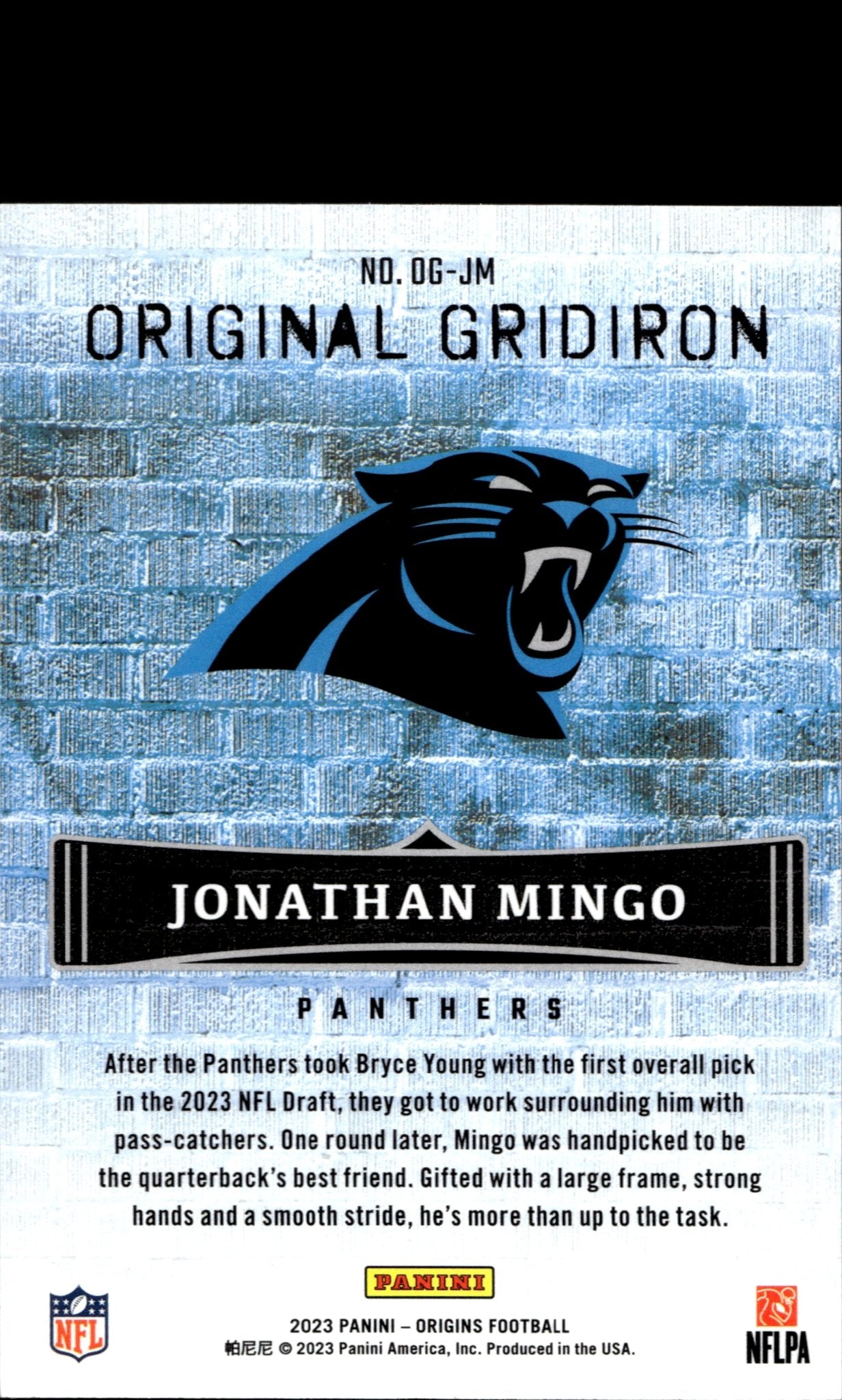 Jonathan Mingo 2023 Panini Origins Original Gridiron RC #OG - JM - Collector Store LLC