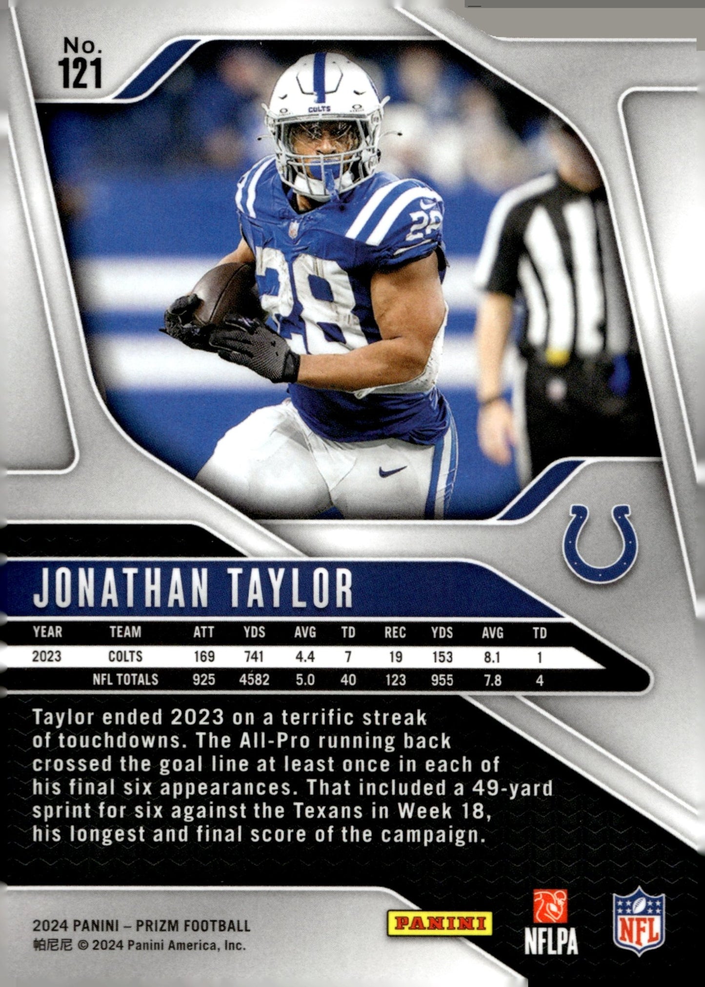 Jonathan Taylor 2024 Panini Prizm #121 - Collector Store LLC