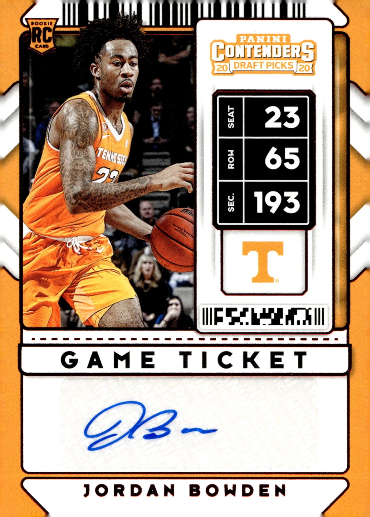 Jordan Bowden 2020 Panini Contenders Draft Picks Game Ticket Red RC Auto #125 - Collector Store LLC