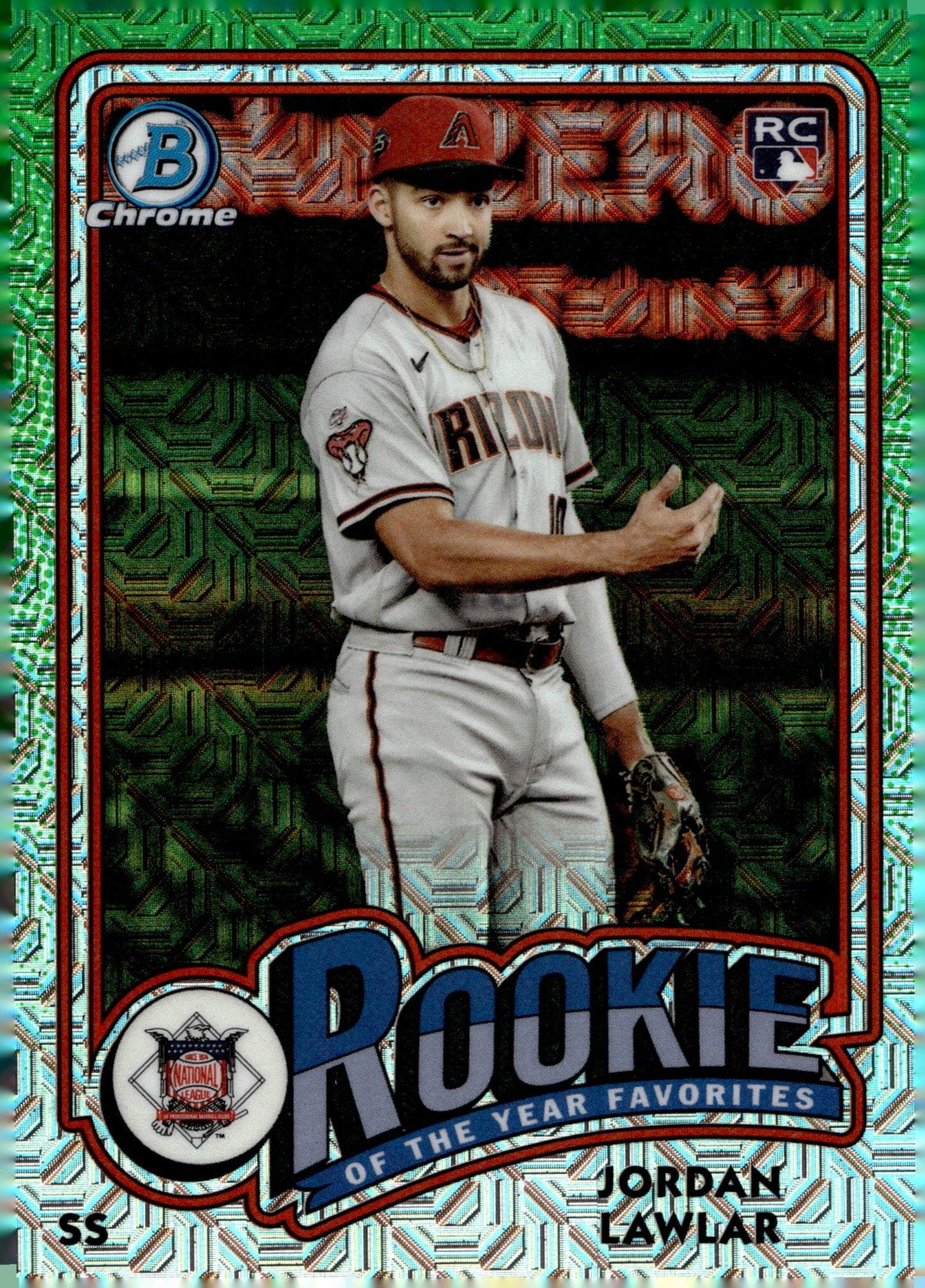 Jordan Lawlar 2024 Bowman Chrome Rookie of the Year Favorites Green Mojo RC #4 - Collector Store LLC