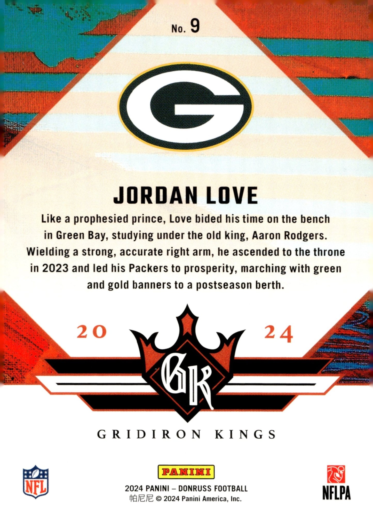 Jordan Love 2024 Panini Donruss Gridiron Kings #9 - Collector Store LLC