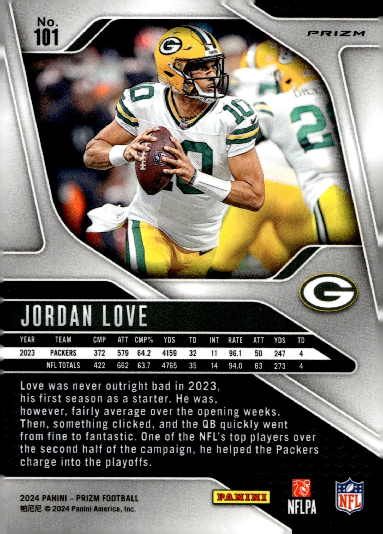 Jordan Love 2024 Panini Prizm Silver Prizm 101 - Collector Store LLC