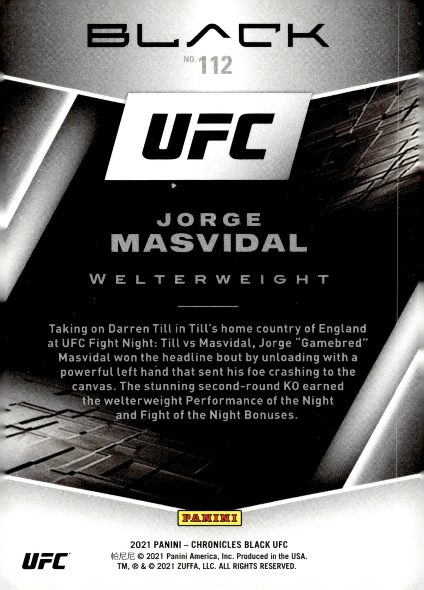 Jorge Masvidal 2021 Panini Chronicles Black #112 - Collector Store LLC