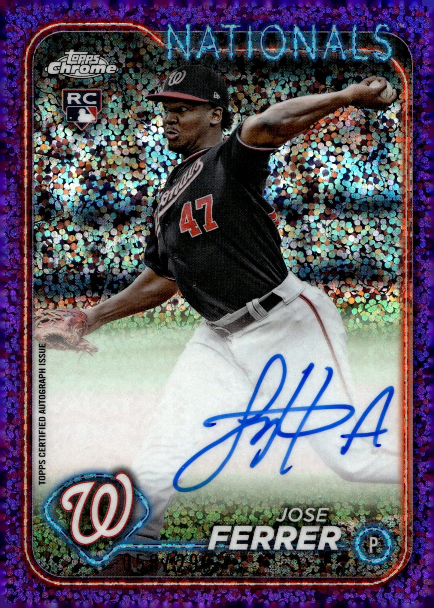 Jose Ferrer 2024 Topps Chrome Purple Speckle Refractor RC Auto 058/299 #RA - JOF - Collector Store LLC