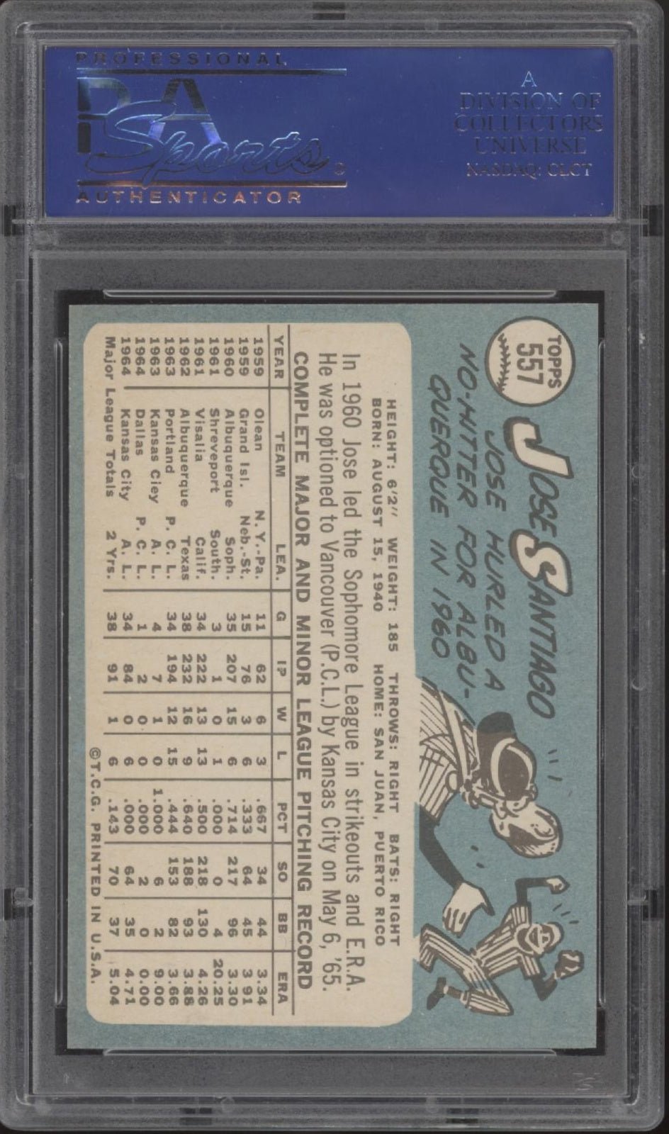 Jose Santiago 1965 Topps #557 PSA 9 - Collector Store LLC