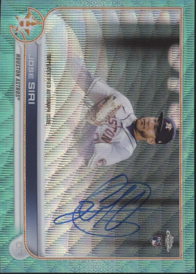 Jose Siri 2022 Topps Chrome Aqua Wave Refractor RC Auto 034/199 RA - JS - Collector Store LLC