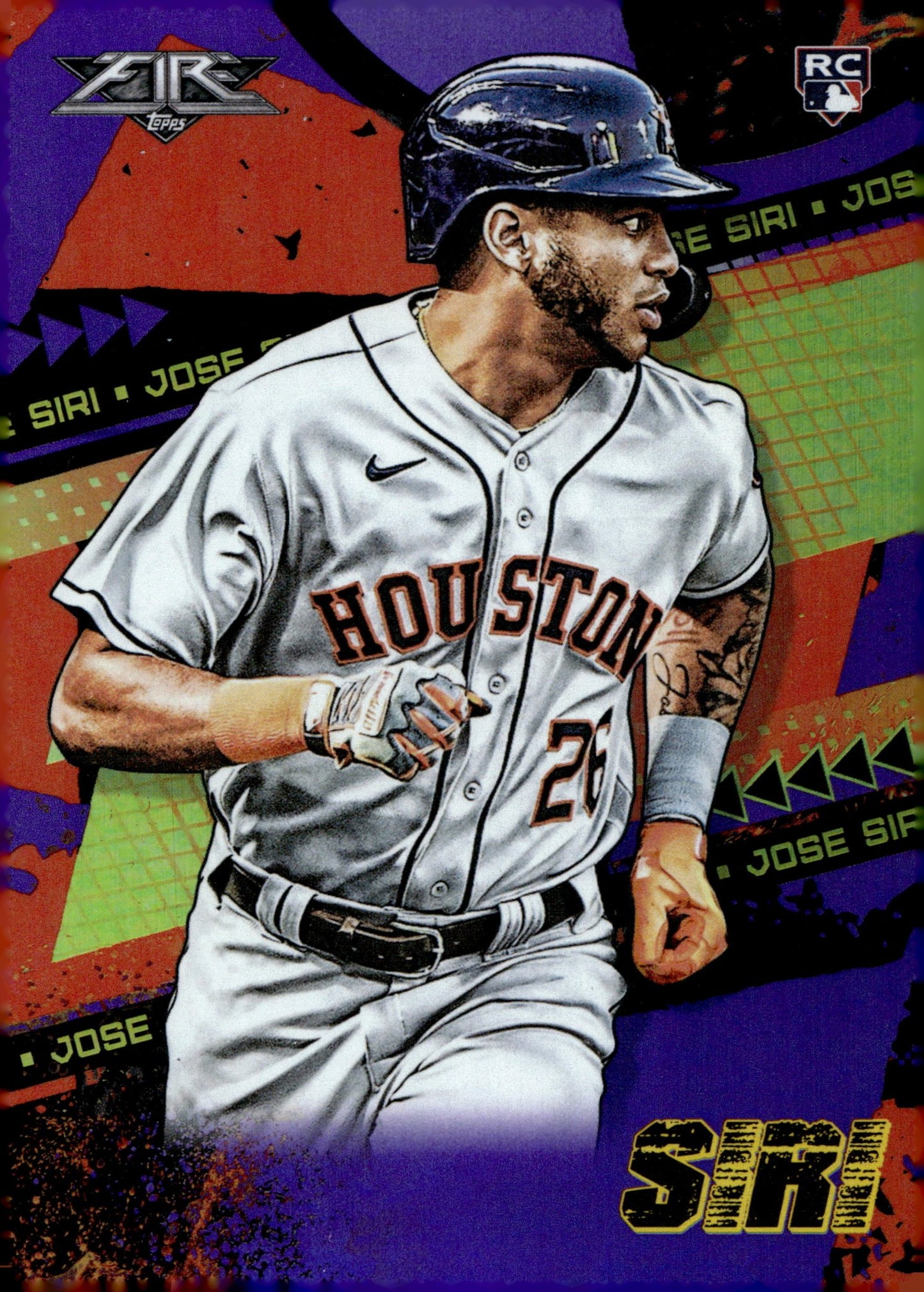 Jose Siri 2022 Topps Fire Purple RC 20/99 4 - Collector Store LLC