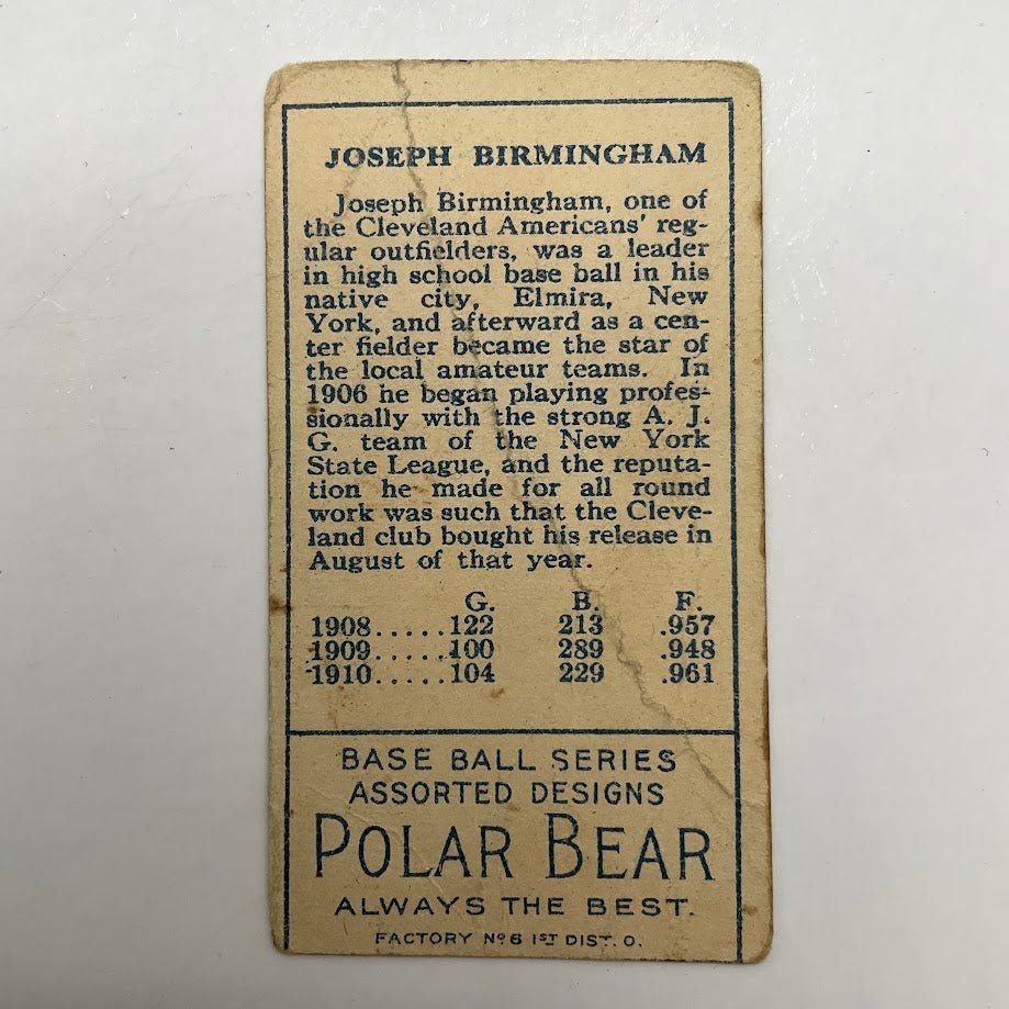 Joseph Birmingham 1911 T205 Polar Bear #20 PR - Collector Store LLC