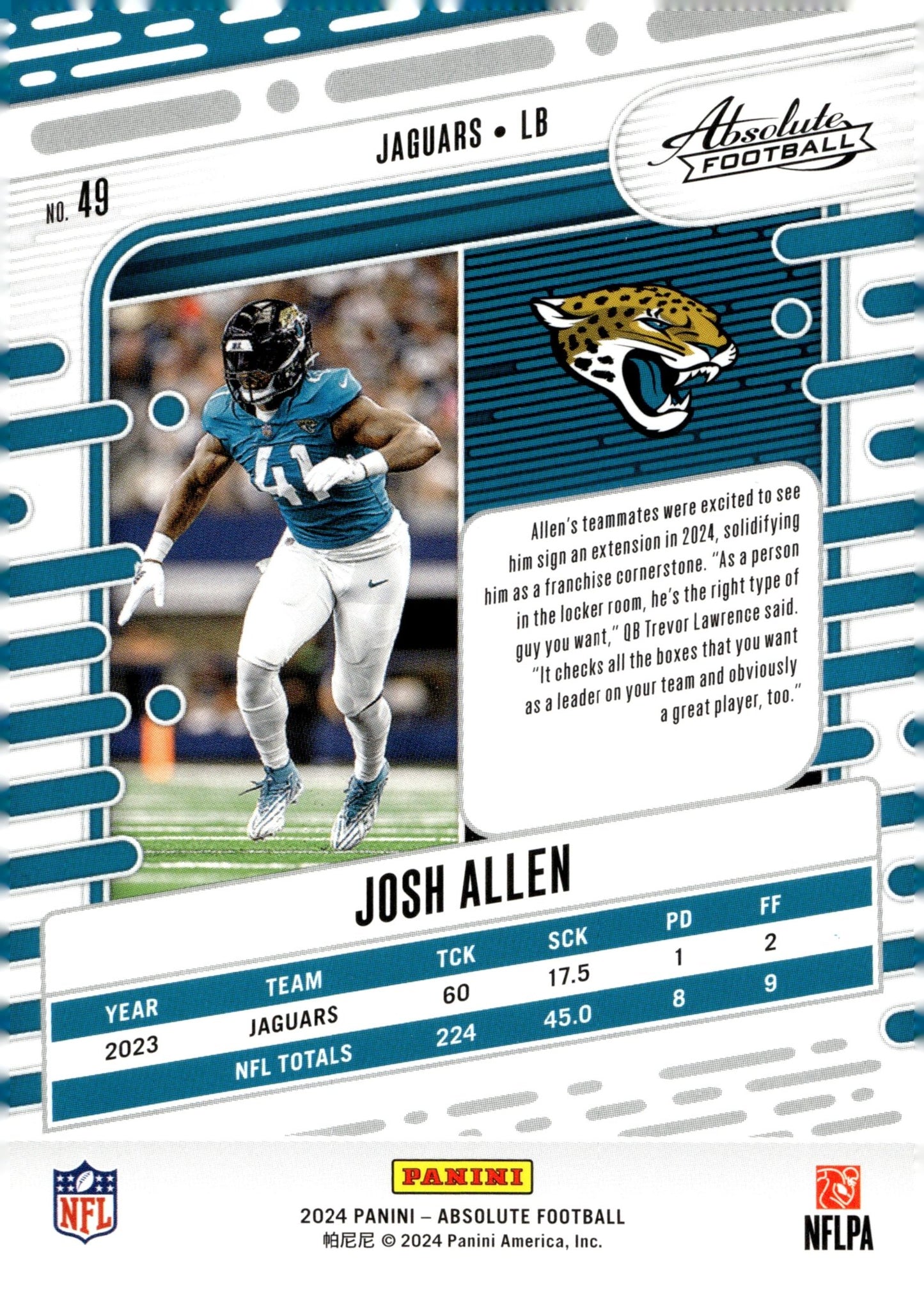 Josh Allen 2024 Panini Absolute #49 - Collector Store LLC