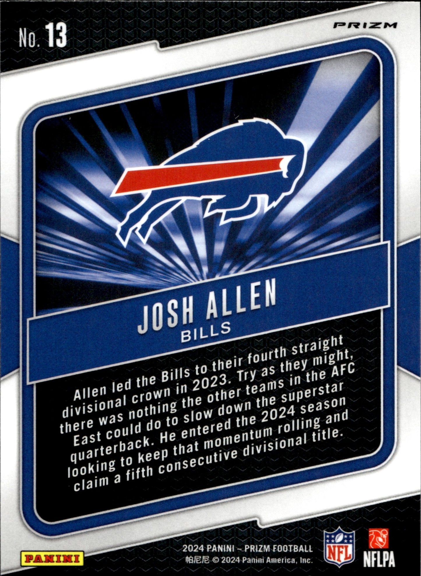 Josh Allen 2024 Panini Prizm Hype Green Prizm 13 - Collector Store LLC