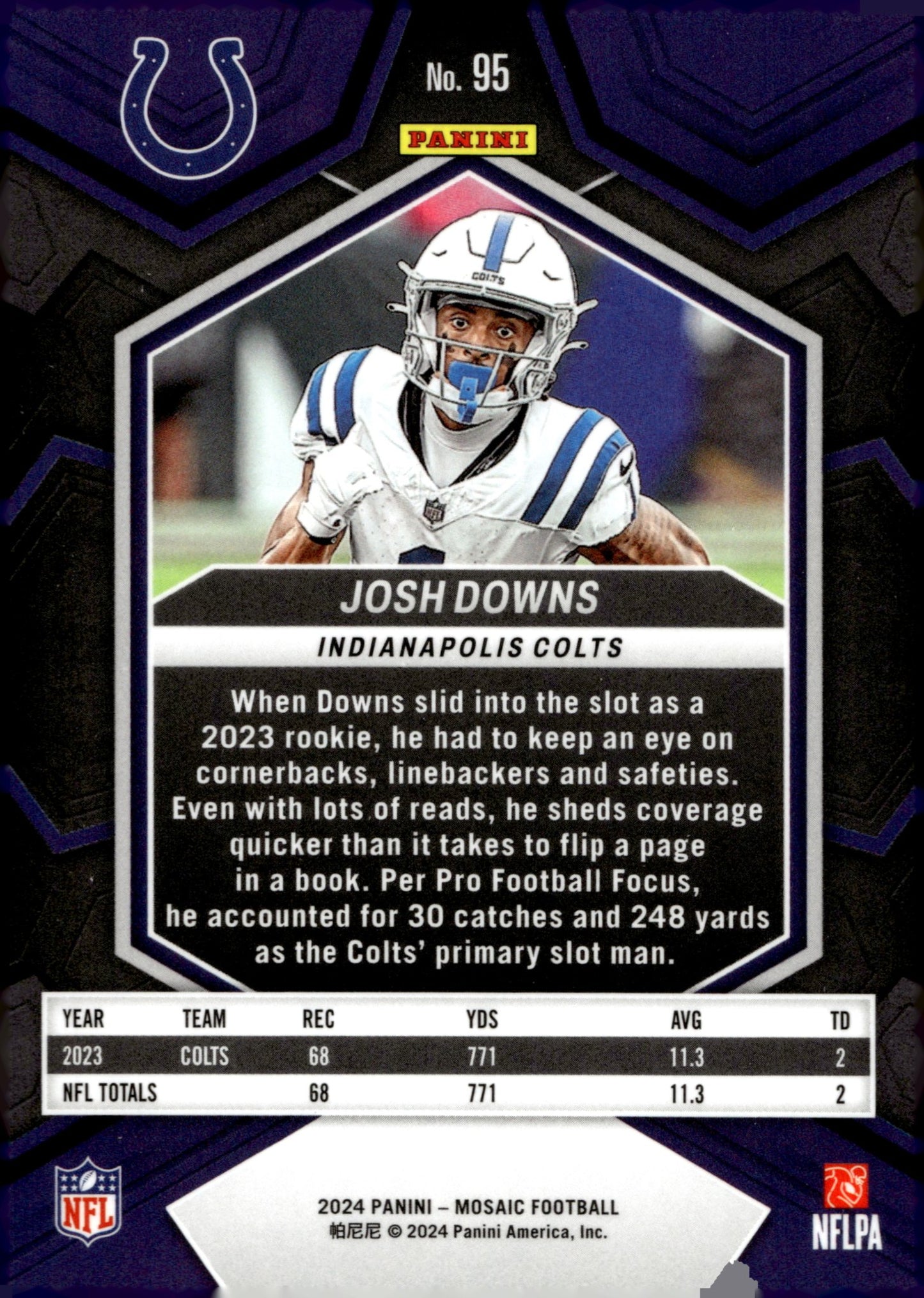 Josh Downs 2024 Panini Mosaic #95 - Collector Store LLC