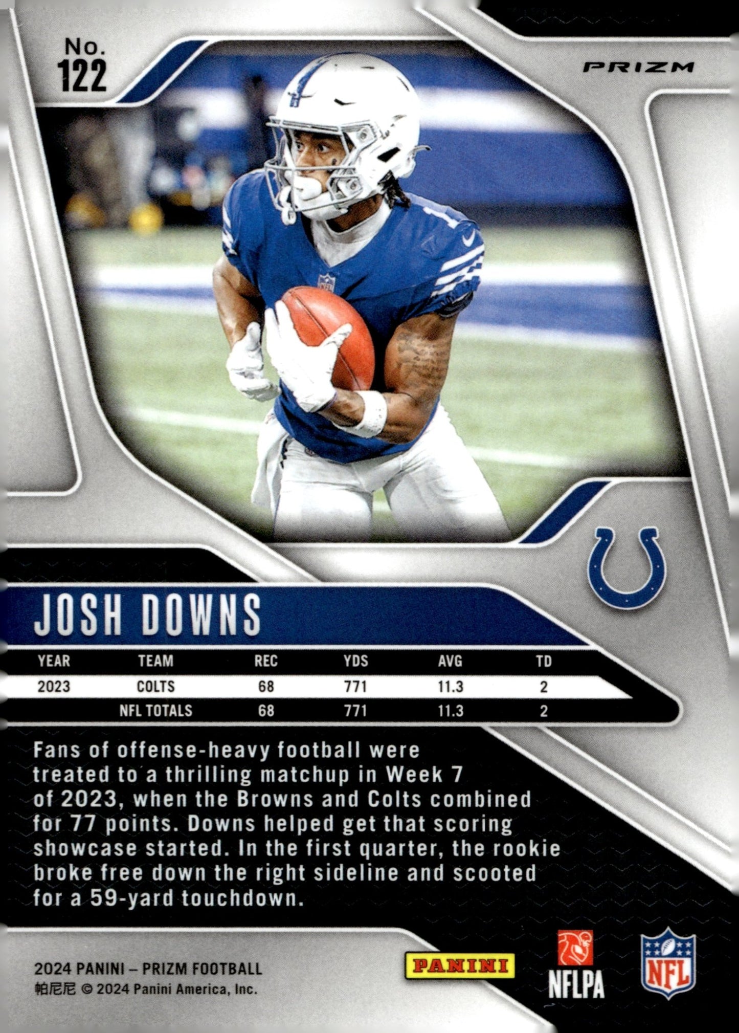 Josh Downs 2024 Panini Prizm Red White & Blue Prizm #122 - Collector Store LLC