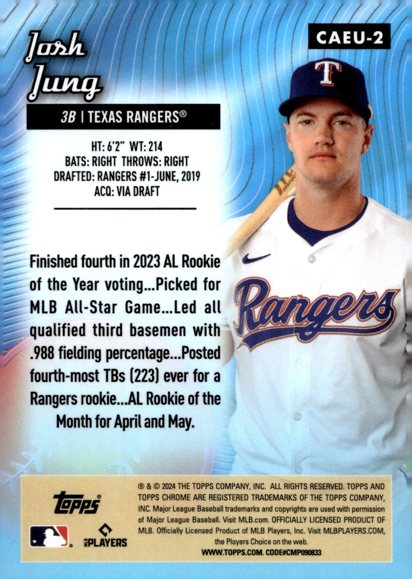 Josh Jung 2024 Topps Chrome All Etch Refractor #CAEU - 2 #2 - Collector Store LLC