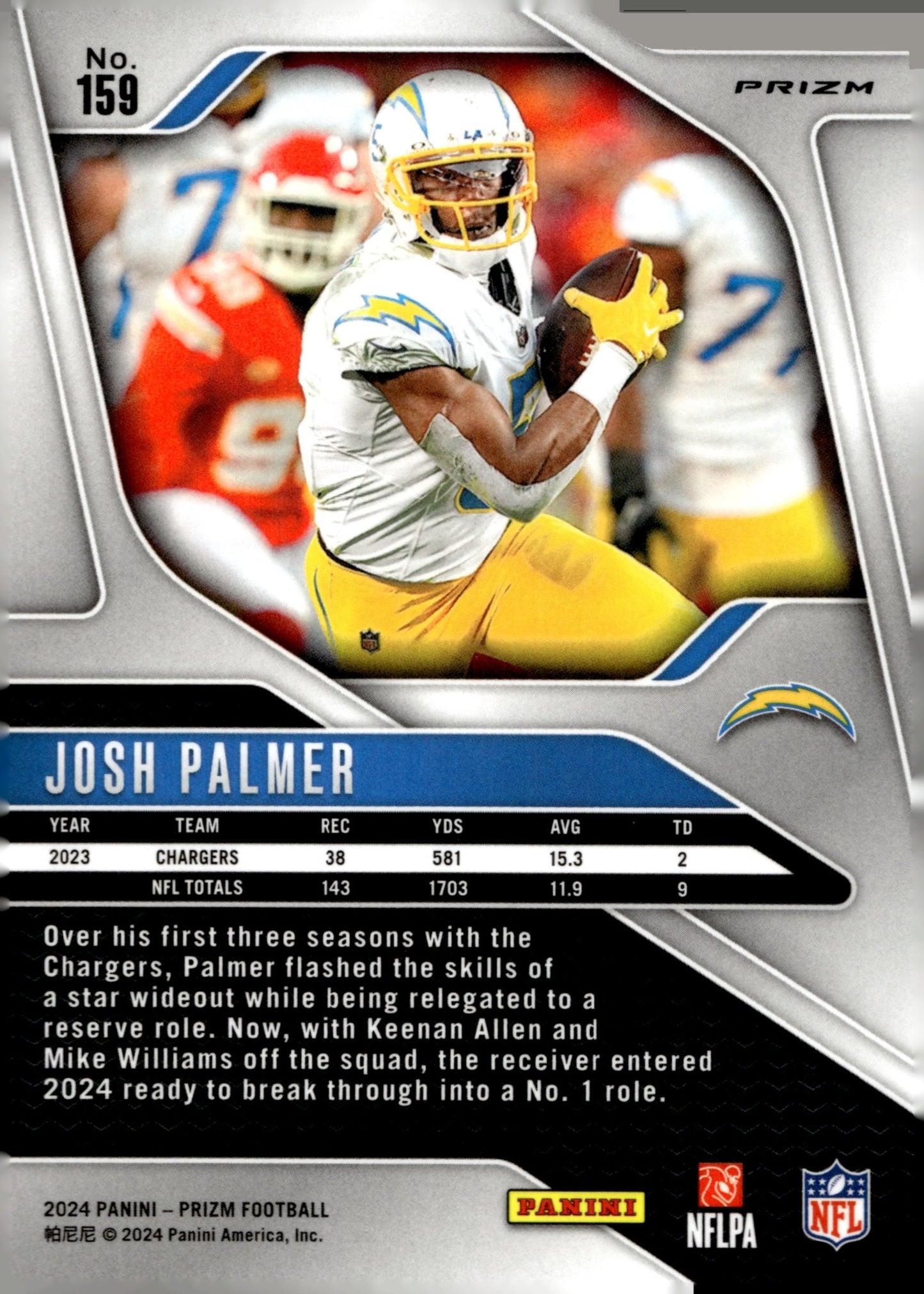 Josh Palmer 2024 Panini Prizm Silver Prizm #159 - Collector Store LLC