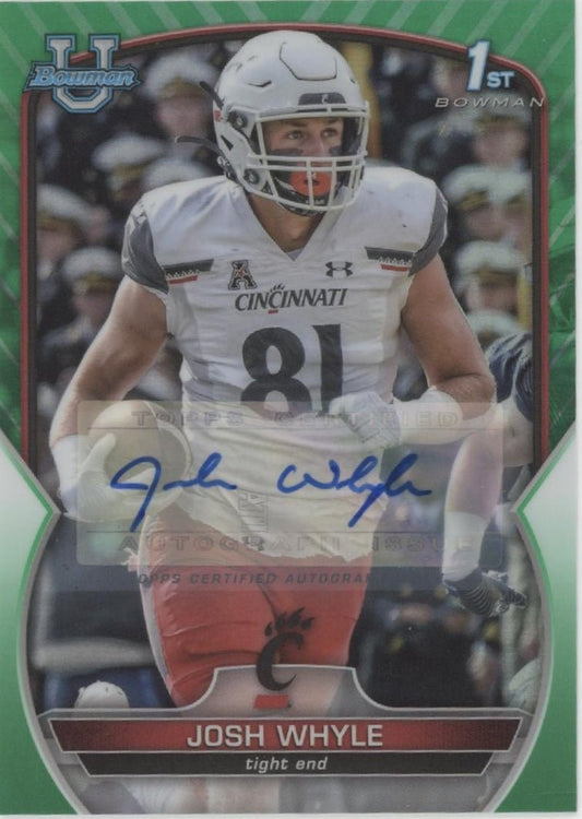 Josh Whyle 2022 Bowman Chrome University Green Refractor Auto 15/99 89 - Collector Store LLC