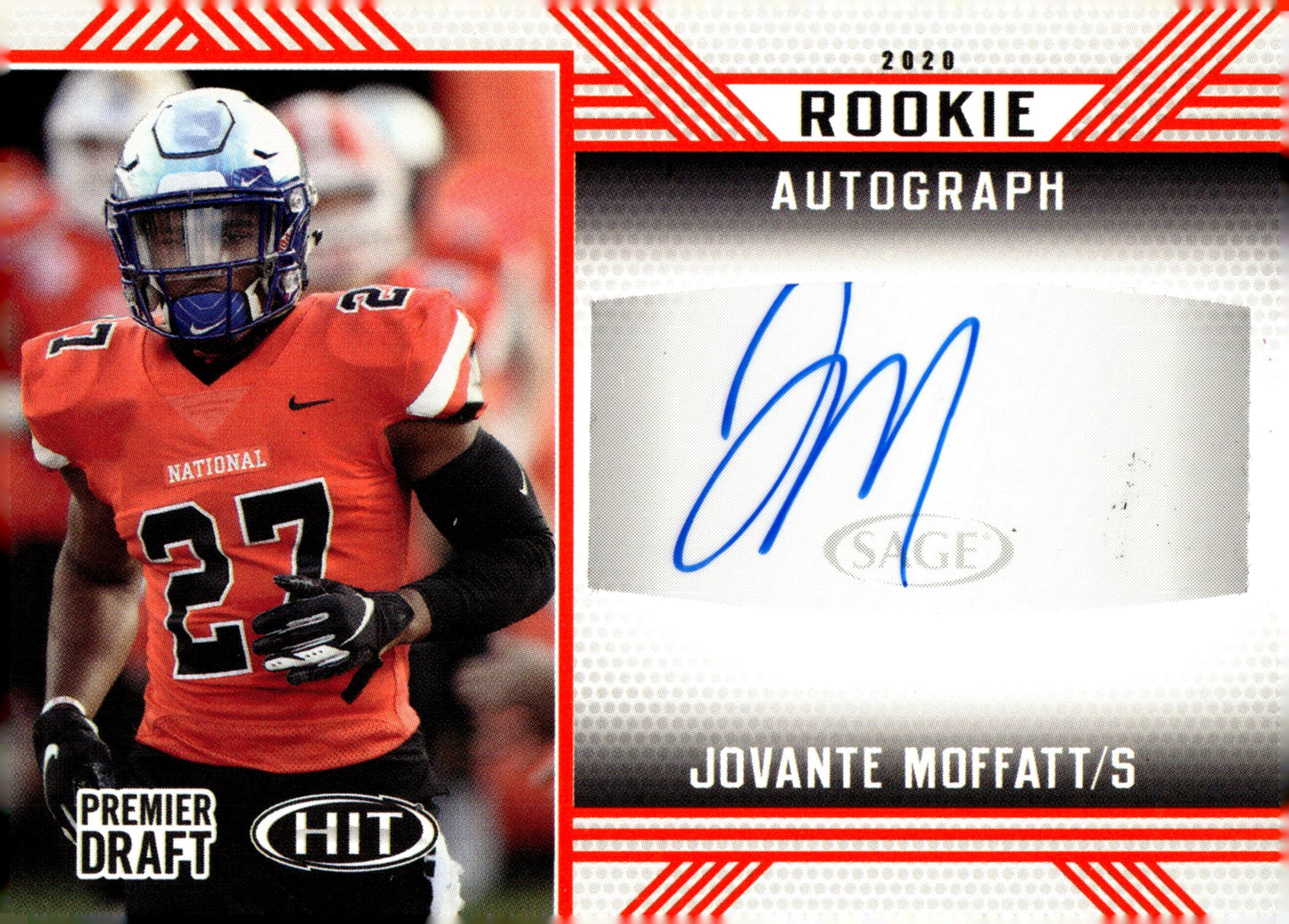 Jovante Moffatt 2020 Sage Hit Premier Draft RC Auto #A27 - Collector Store LLC