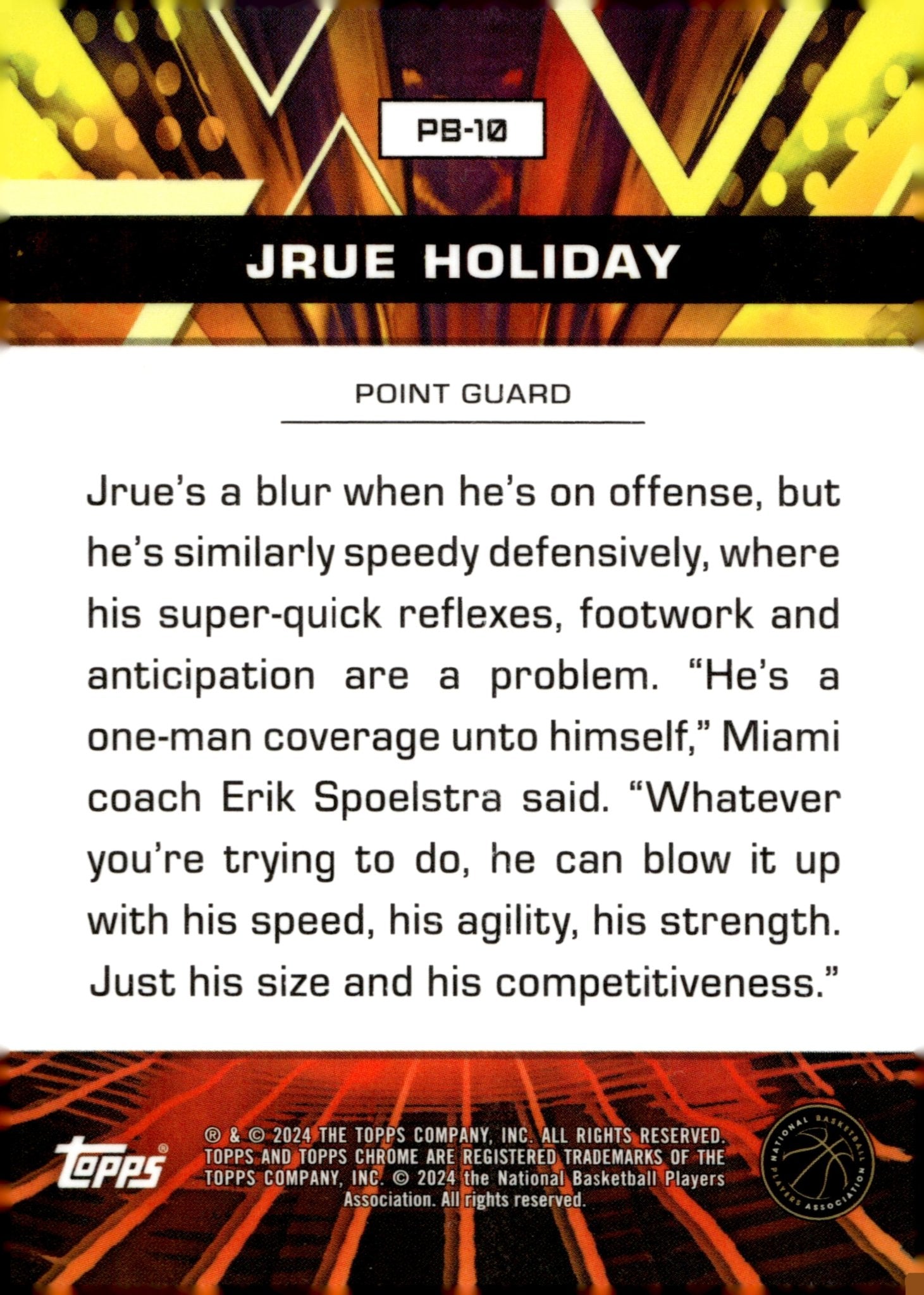 Jrue Holiday 2024 Topps Chrome Power Boosters Blue Refractor #PB - 10 - Collector Store LLC