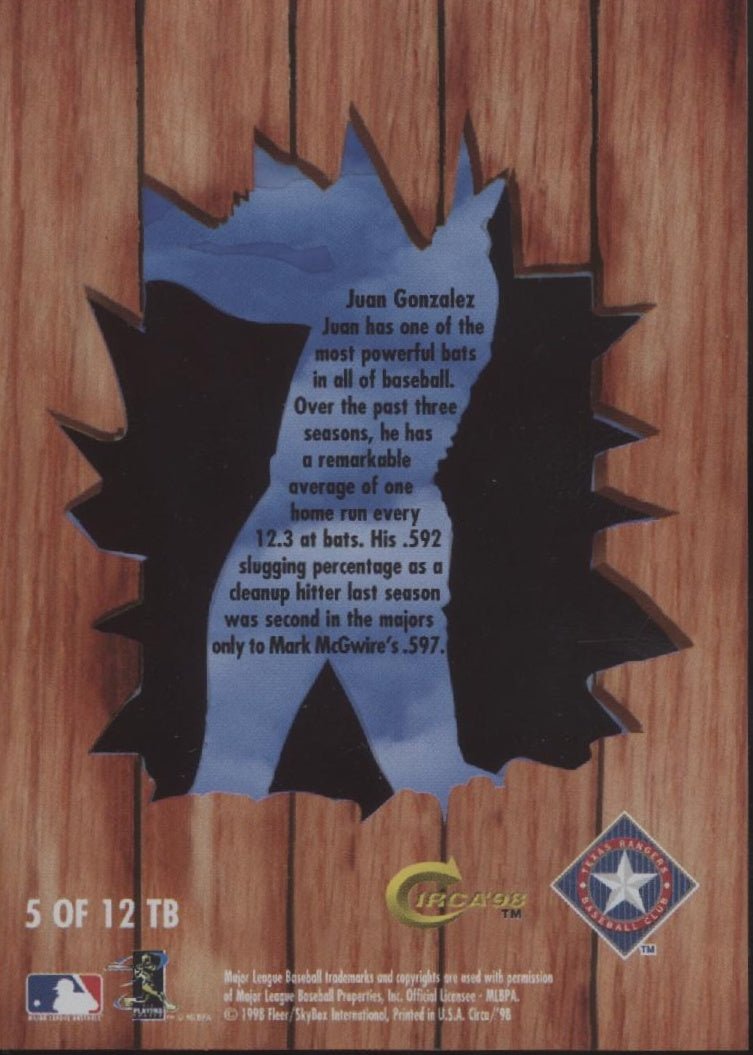 Juan Gonzalez 1998 Circa Thunder Boomers #5 - Collector Store LLC