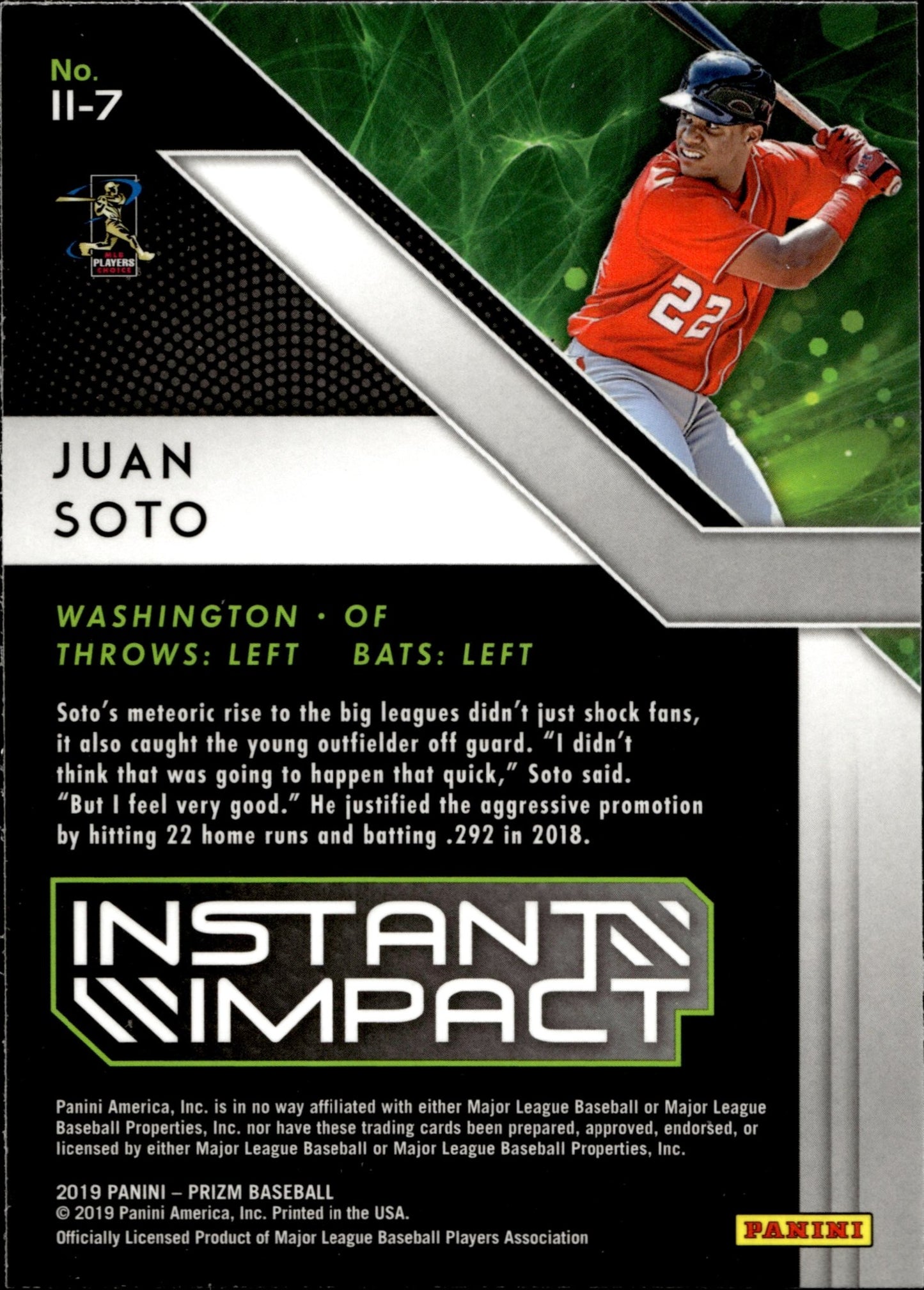 Juan Soto 2019 Panini Prizm Instant Impact II - 7 - Collector Store LLC