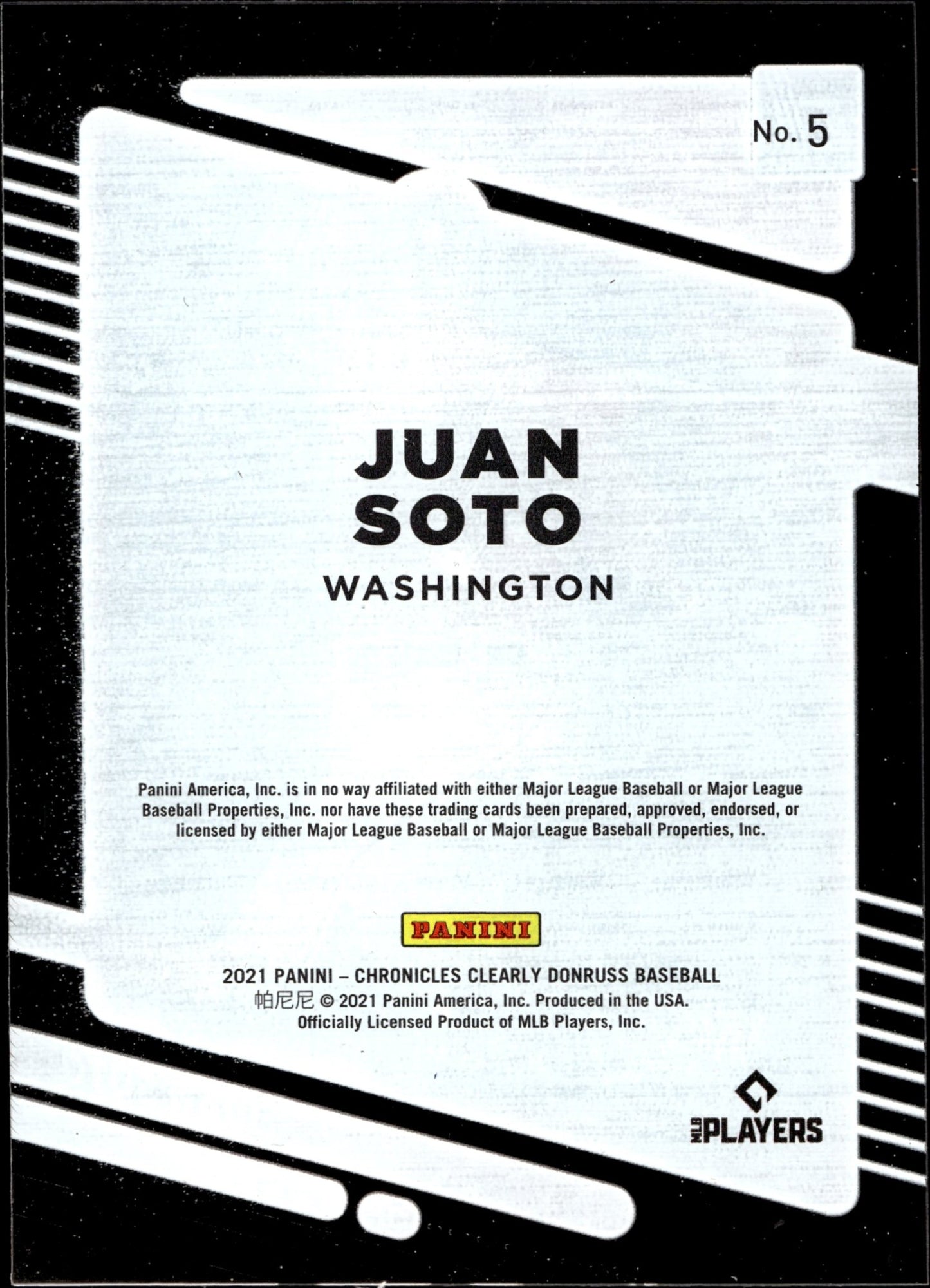 Juan Soto 2021 Panini Chronicles Clearly Donruss 5 2 - Collector Store LLC