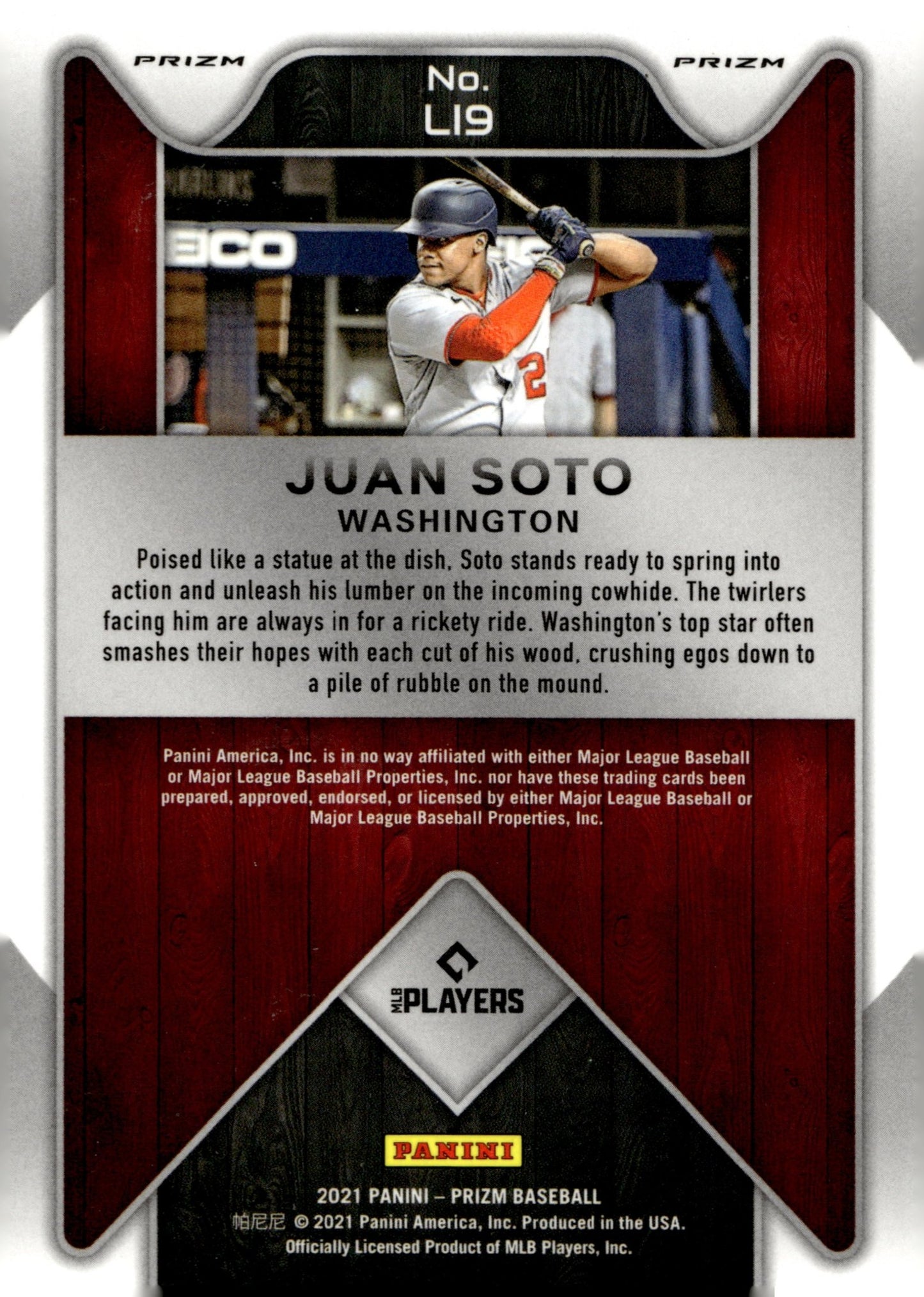 Juan Soto 2021 Panini Prizm Lumber Inc Prizm LI9 - Collector Store LLC