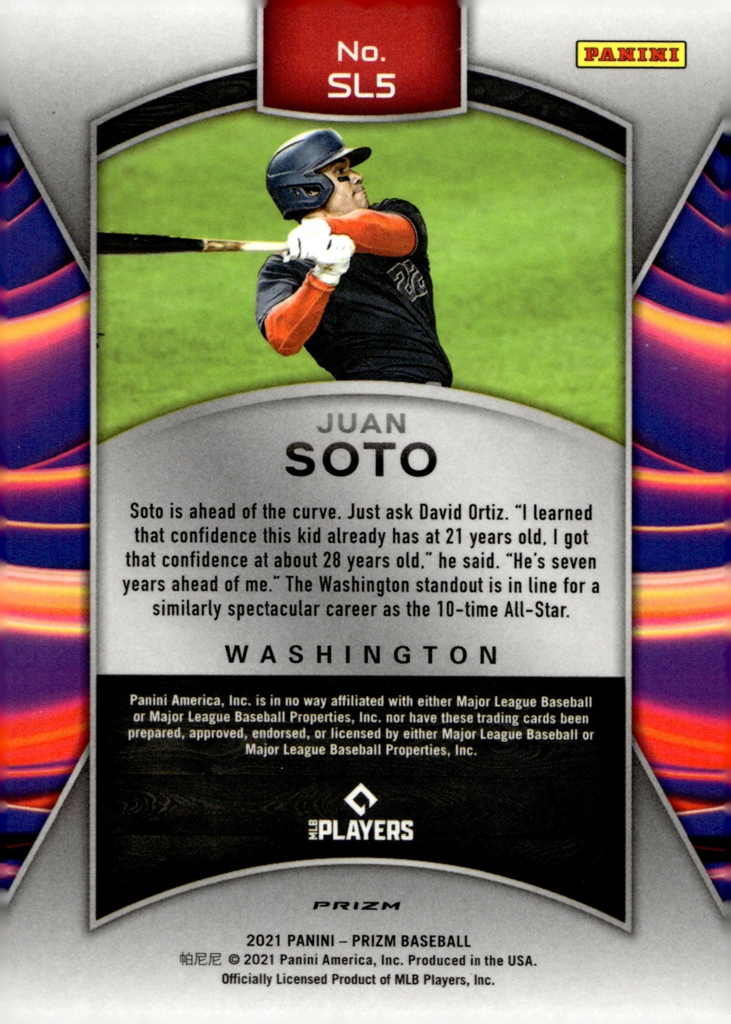 Juan Soto 2021 Panini Prizm Sluggers Prizm SL5 2 - Collector Store LLC