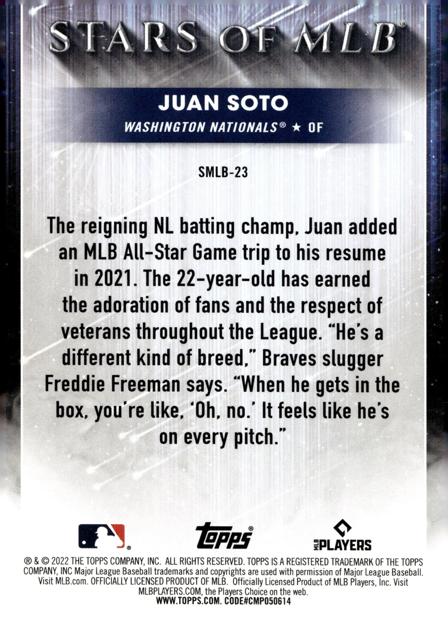 Juan Soto 2022 Topps Series 1 Stars of MLB Foil #SMLB - 23 - Collector Store LLC