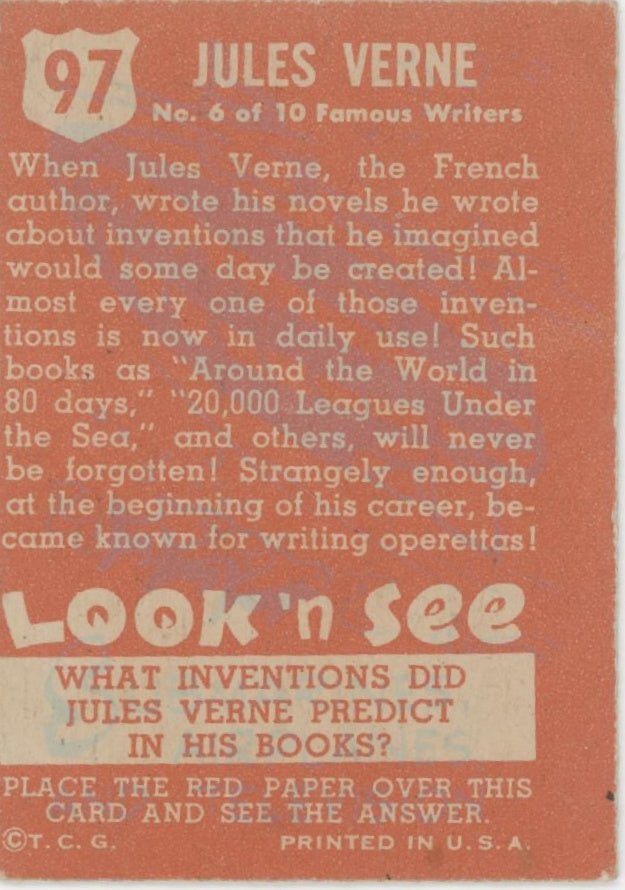 Jules Verne 1952 Topps Look 'n See #97 PR #1 - Collector Store LLC