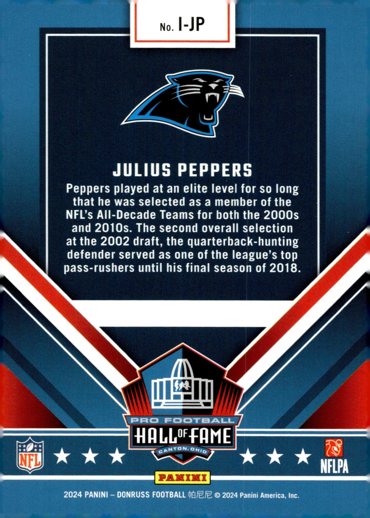 Julius Peppers 2024 Panini Donruss Inducted HOF #I - JP - Collector Store LLC