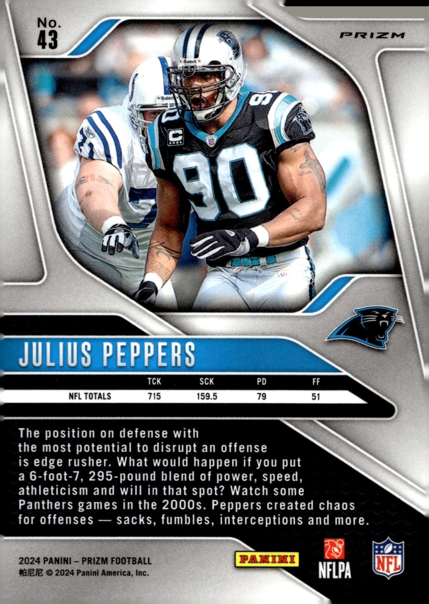 Julius Peppers 2024 Panini Prizm Orange Lazer Prizm #43 #1 - Collector Store LLC