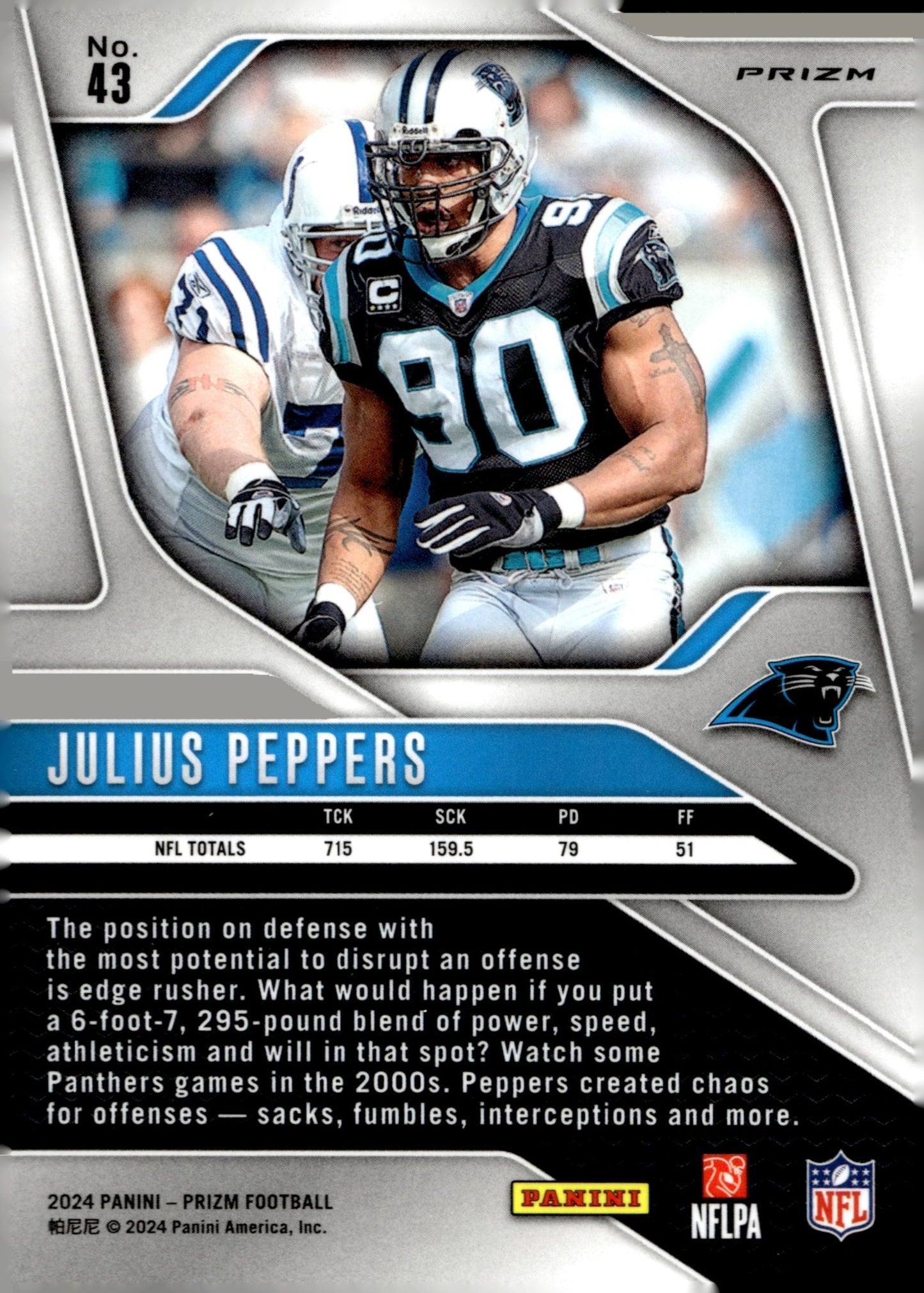 Julius Peppers 2024 Panini Prizm Orange Lazer Prizm #43 #2 - Collector Store LLC