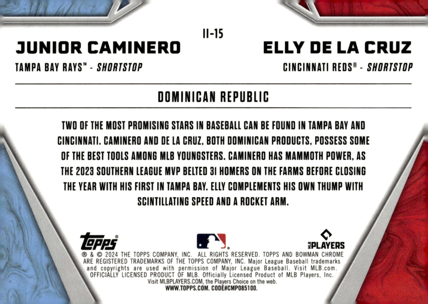 Junior Caminero / Elly De La Cruz 2024 Bowman Chrome International Impact #II - 15 - Collector Store LLC
