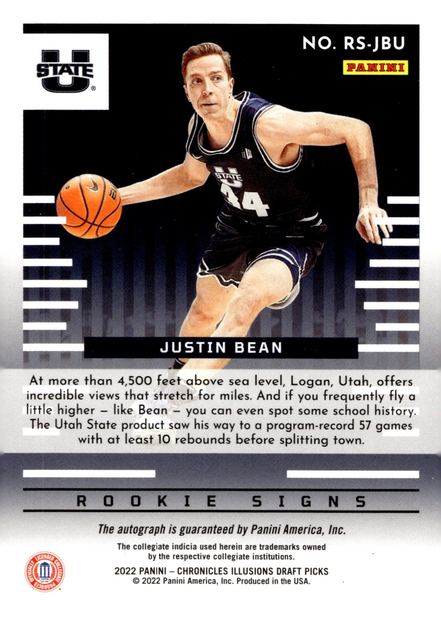 Justin Bean 2022 Panini Chronicles Illusions Draft Picks RC Auto #RS - JBU - Collector Store LLC