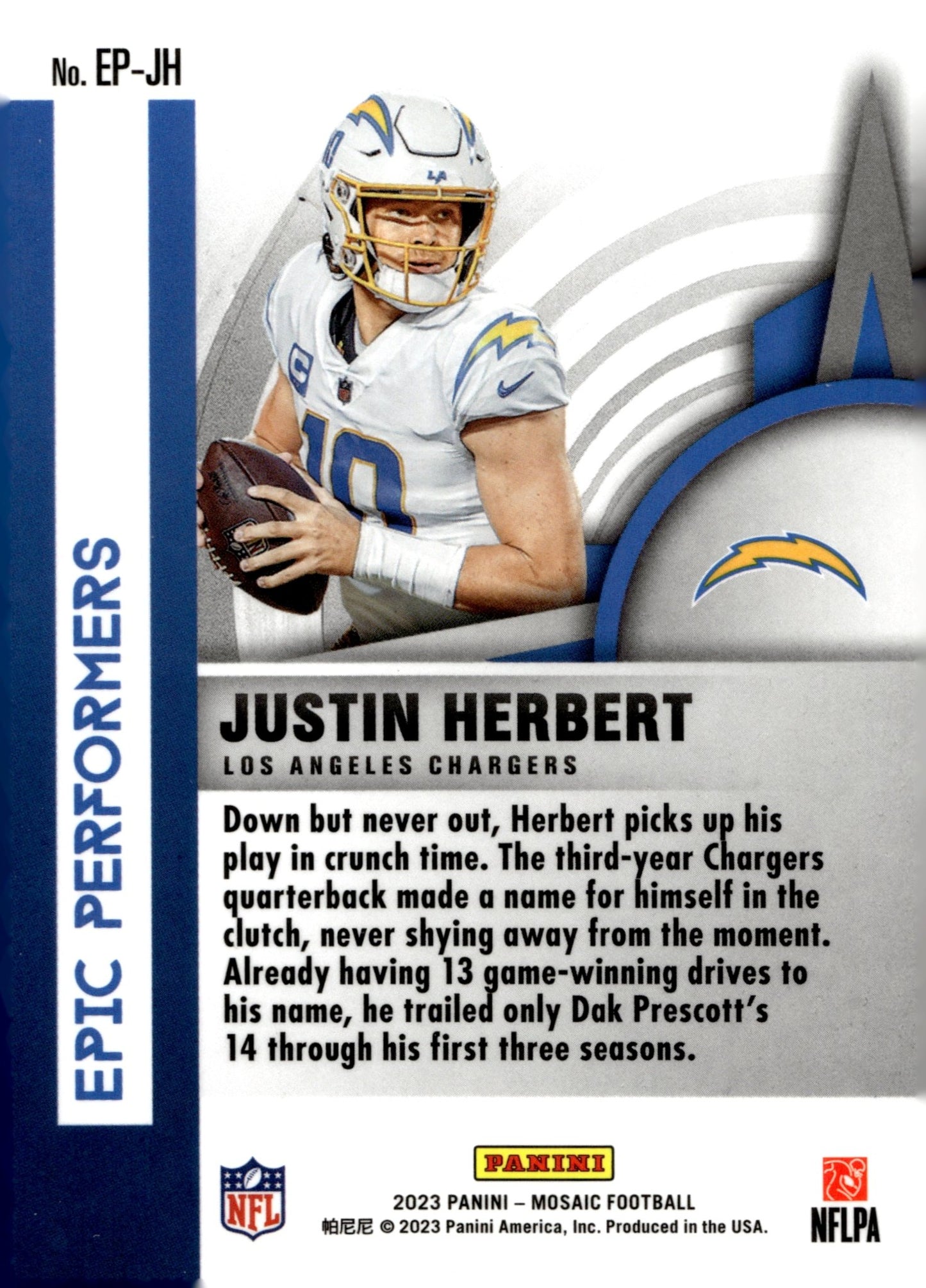 Justin Herbert 2023 Panini Mosaic Epic Performers #EP - JH - Collector Store LLC