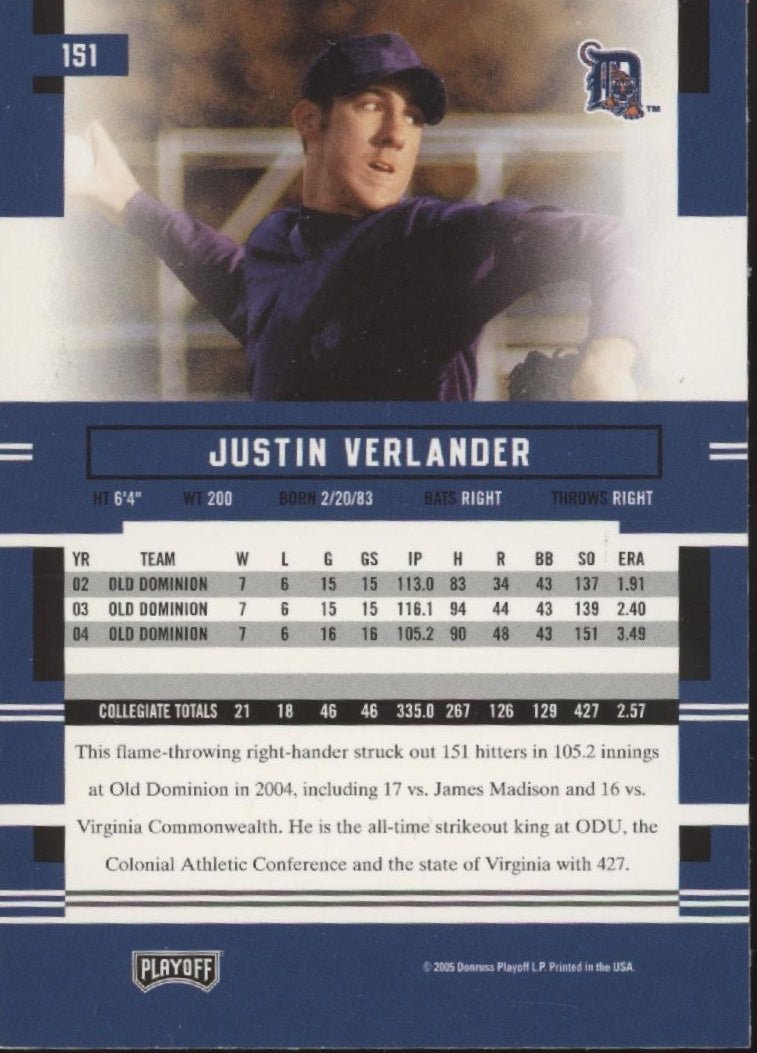Justin Verlander 2005 Playoff Prestige Prospect 151 - Collector Store LLC