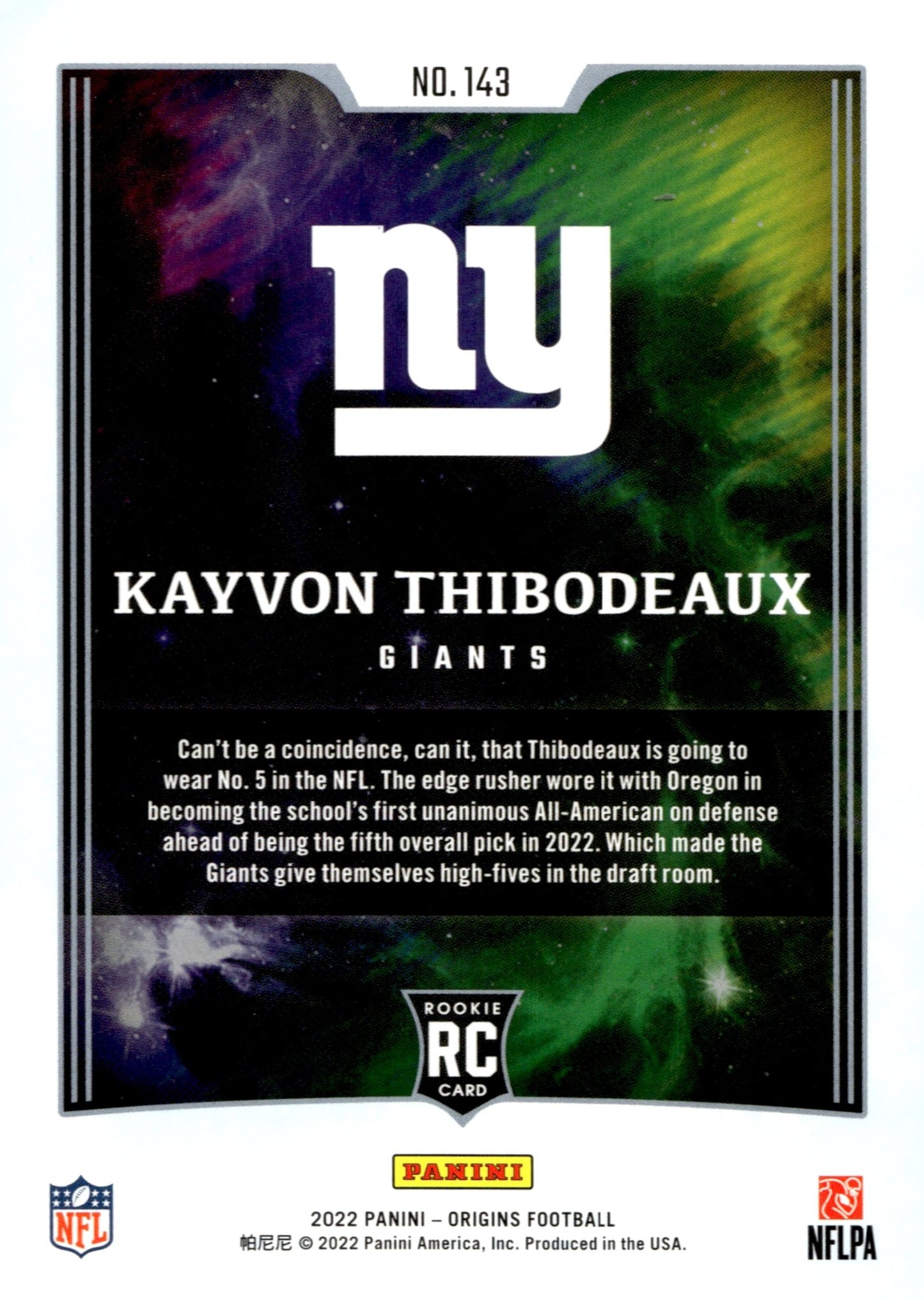 Kayvon Thibodeaux 2022 Panini Origins RC #143 - Collector Store LLC