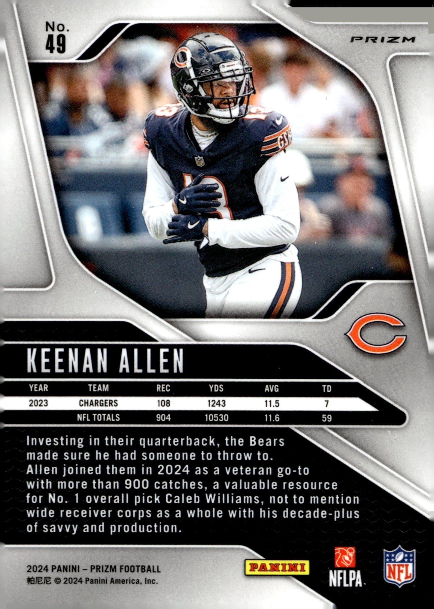Keenan Allen 2024 Panini Prizm Silver Prizm #49 - Collector Store LLC